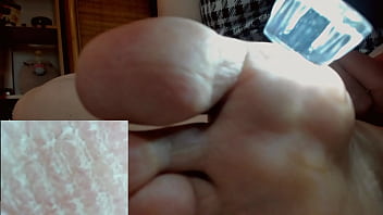 Feet explored with a medical endoscope for a super giantess fetish video with Nicoletta