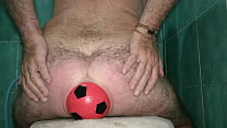 Big 4.72 Inch Wide Ball pushed out of my Hungry Hole in Slow Motion